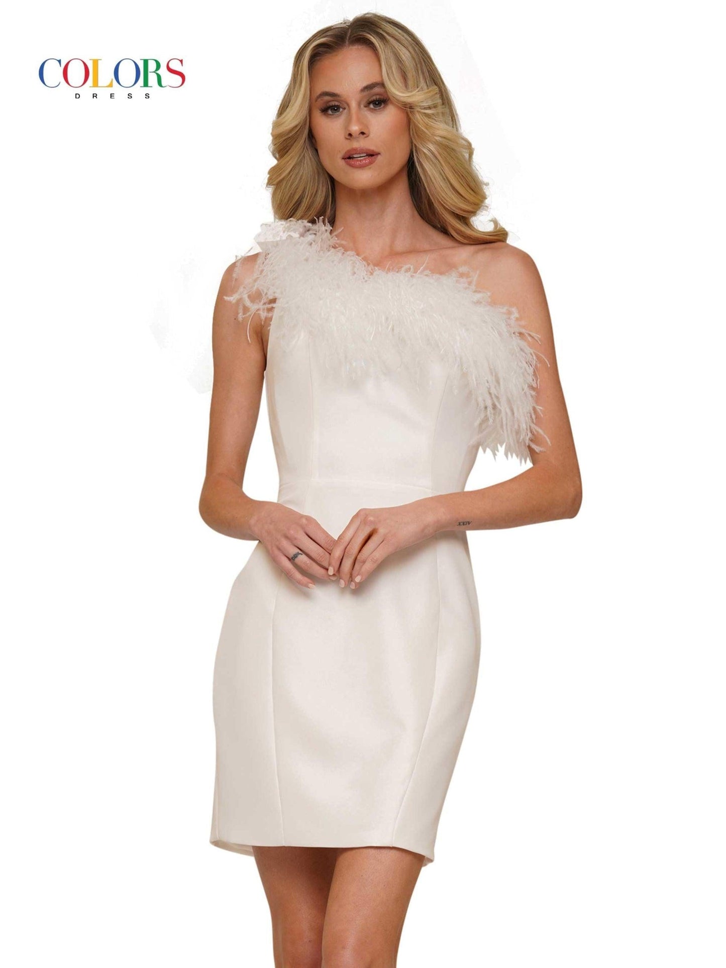 Colors Prom Short One Shoulder Cocktail Dress 2404 - The Dress Outlet