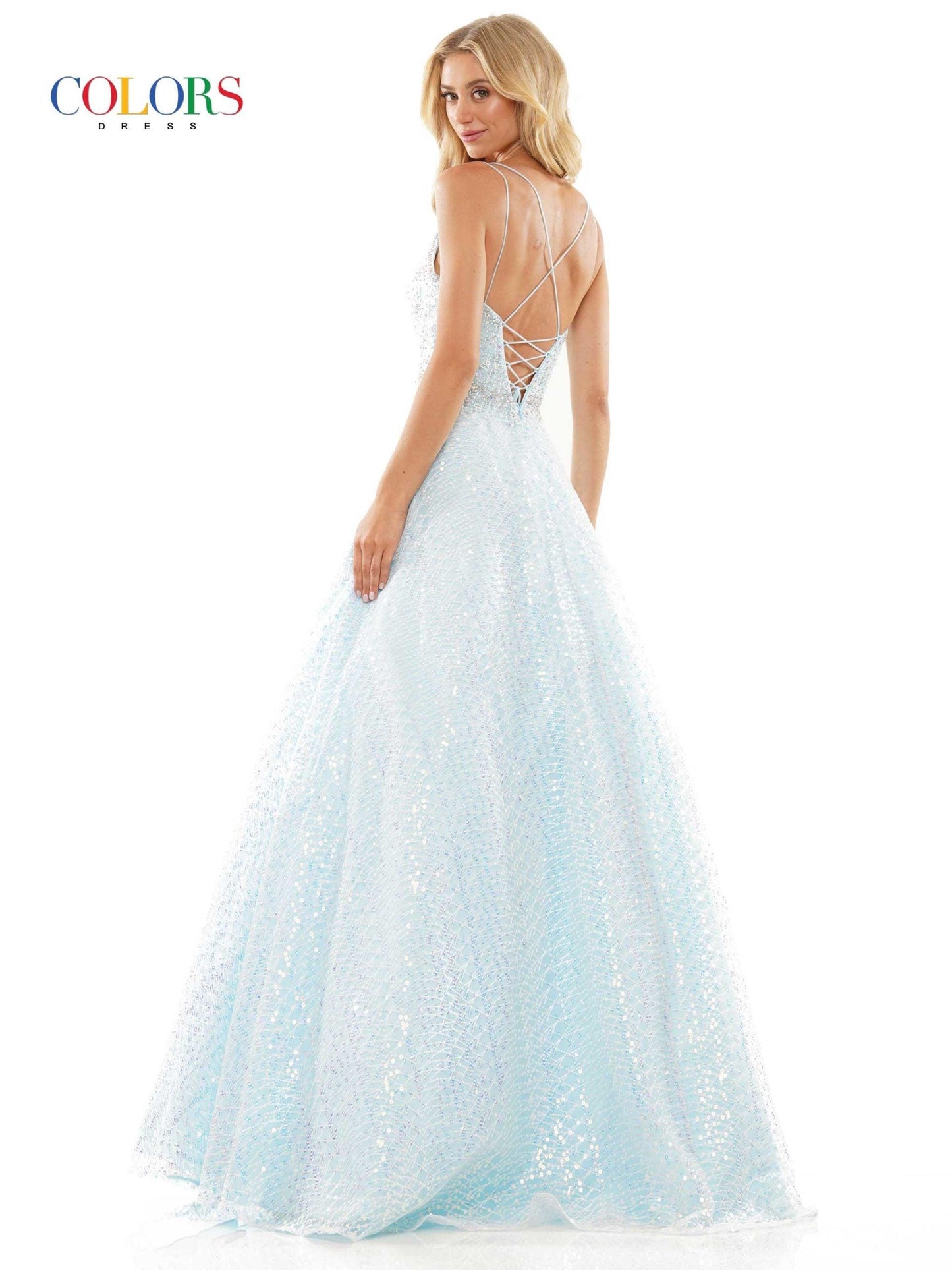 Colors Spaghetti Strap Long Prom Dress 2915 - The Dress Outlet