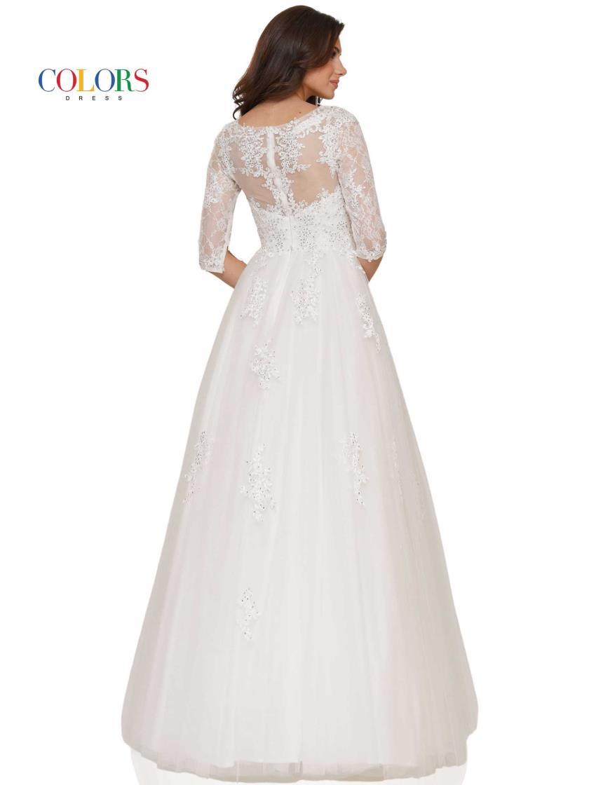 Colors Wedding 3/4 Sleeve Long Dress 1078 - The Dress Outlet
