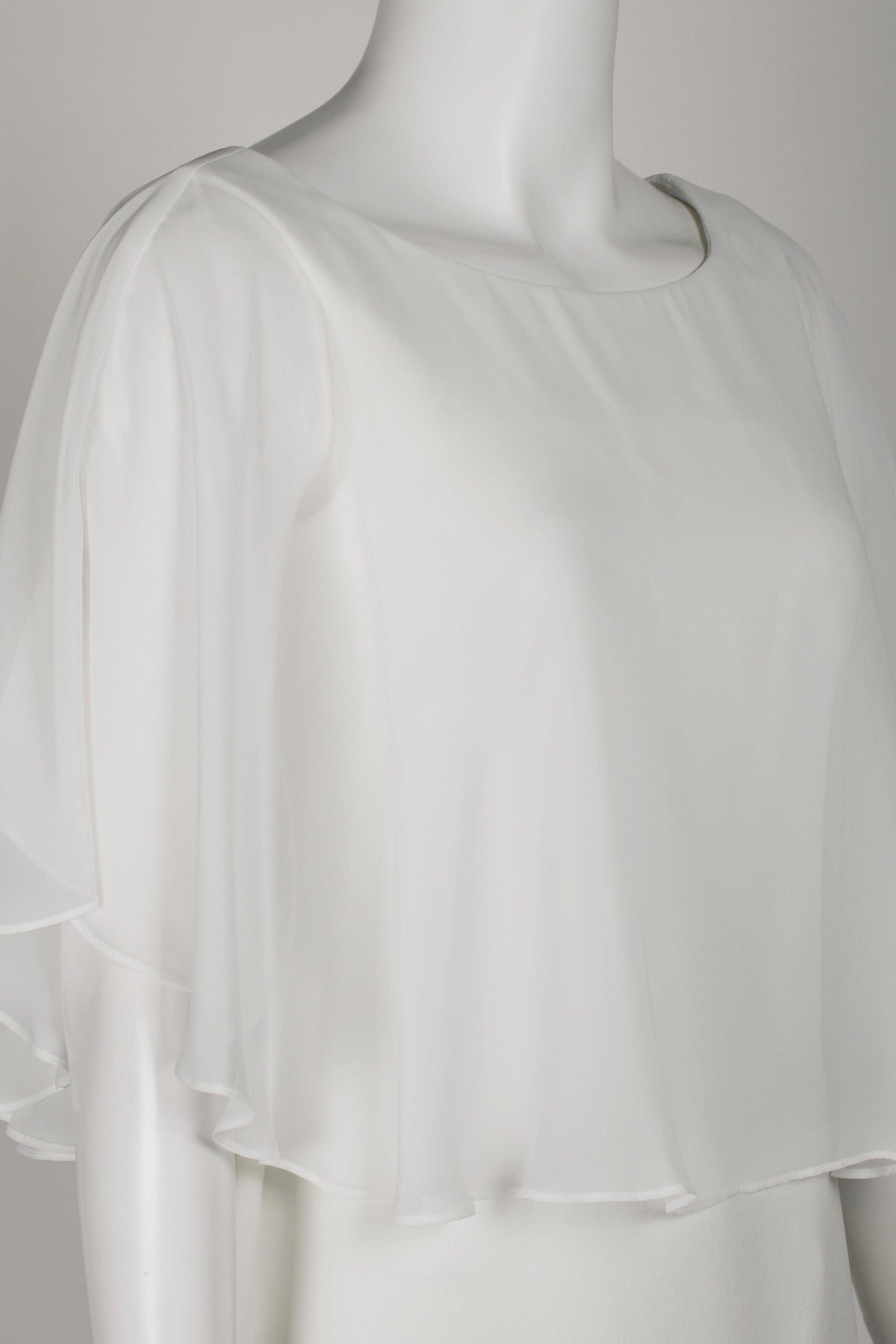 Connected Apparel Short Cape Sleeve Chiffon Dress - The Dress Outlet