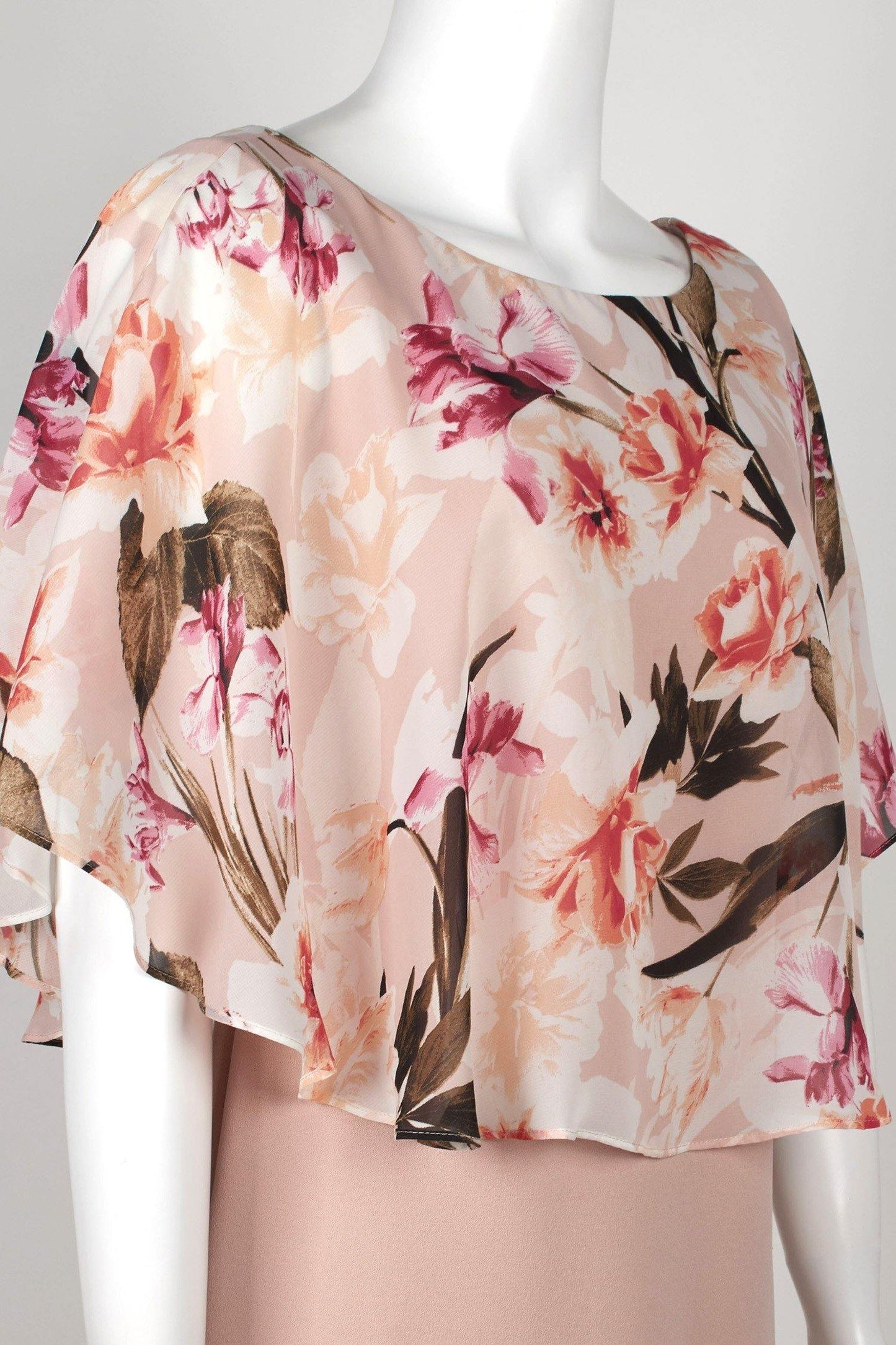 Connected Apparel Short Floral Print Chiffon Dress - The Dress Outlet