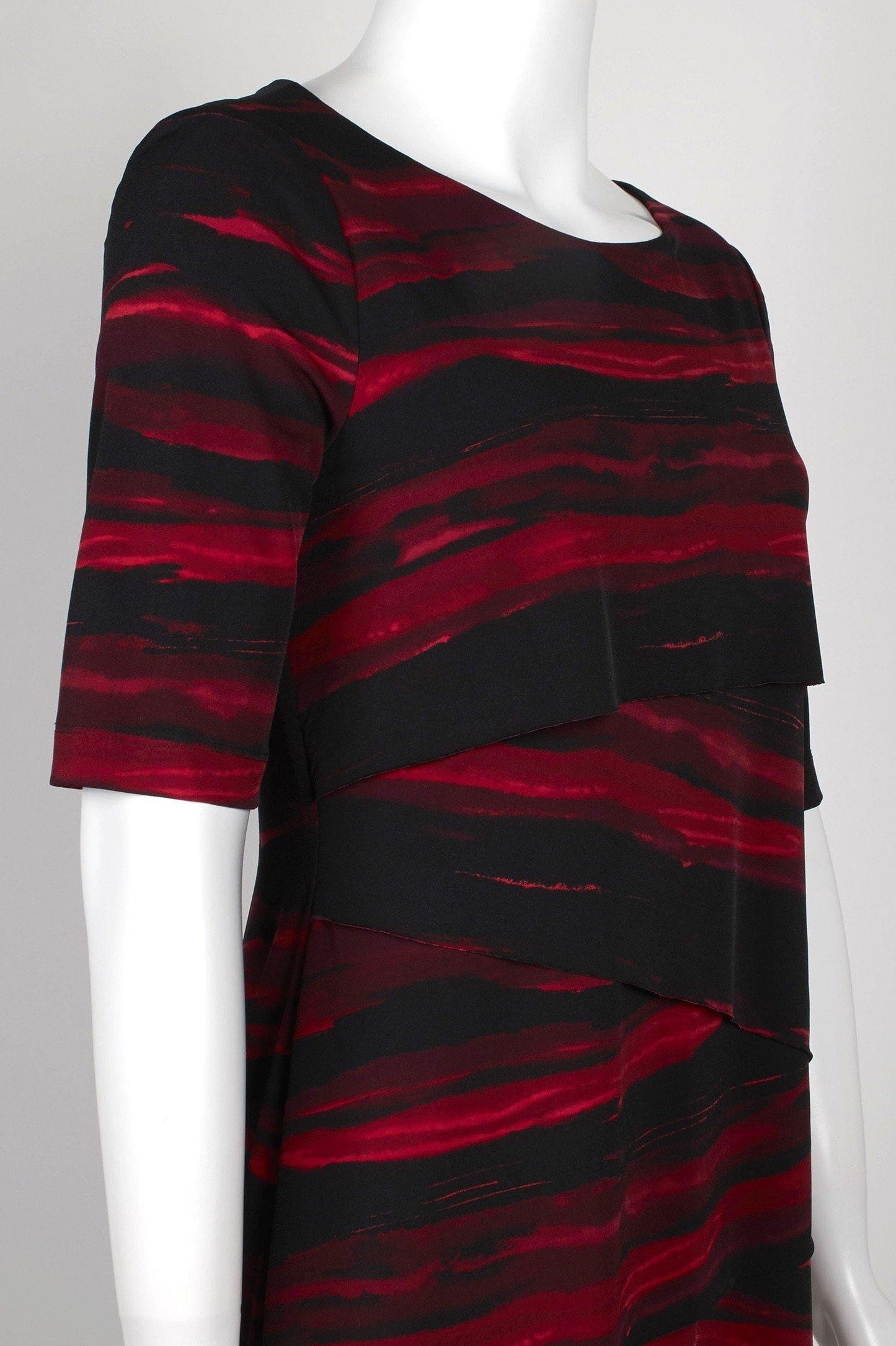 Connected Apparel Short Sleeve Tiered Print Dress - The Dress Outlet