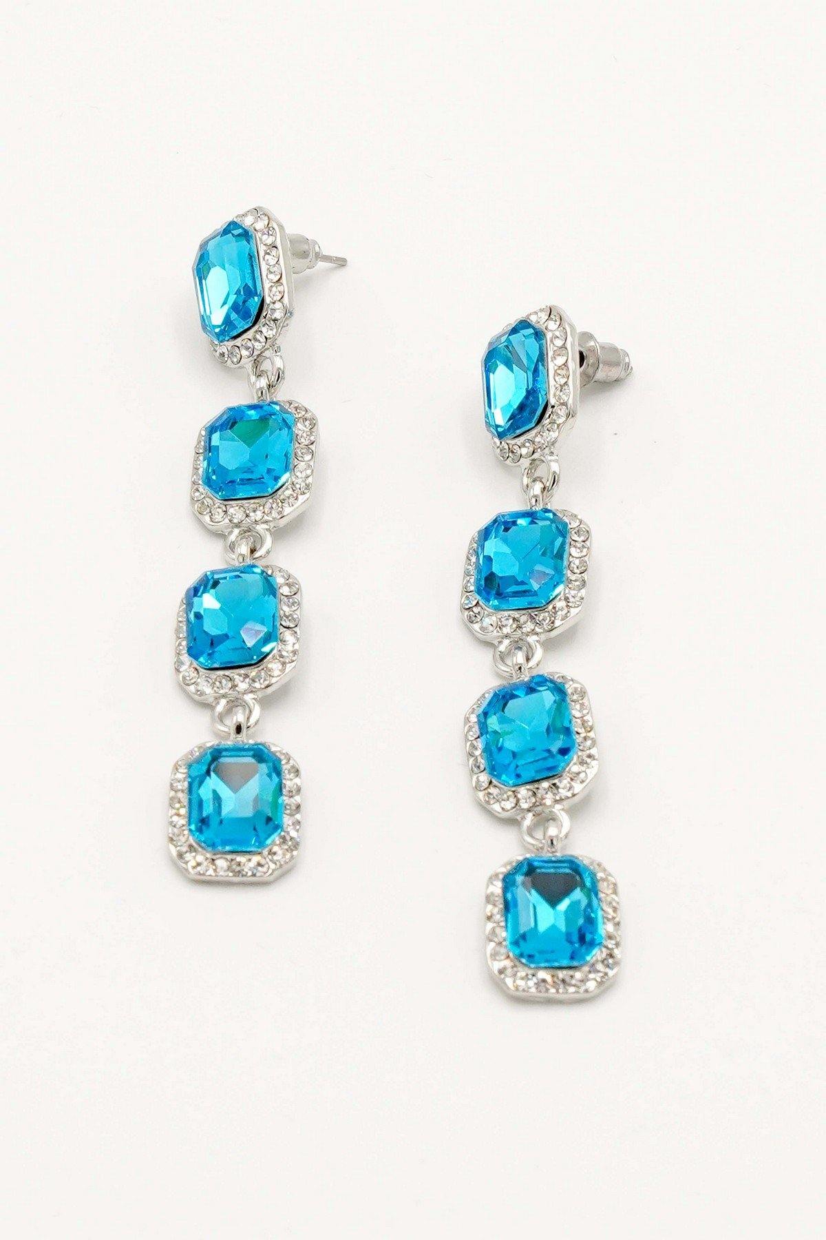 Crystal Clear Rhinestone Linear Drop Earrings - The Dress Outlet