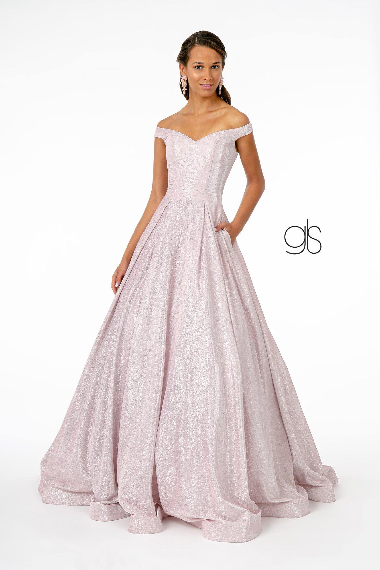 Cut-Away Shoulder Prom Dress Ball Gown - The Dress Outlet Elizabeth K