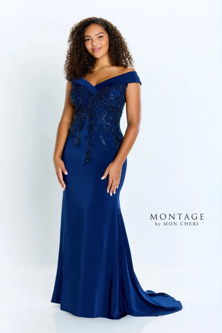 Formal Dresses Long Beaded Lace Bodice Formal Dress Navy Blue