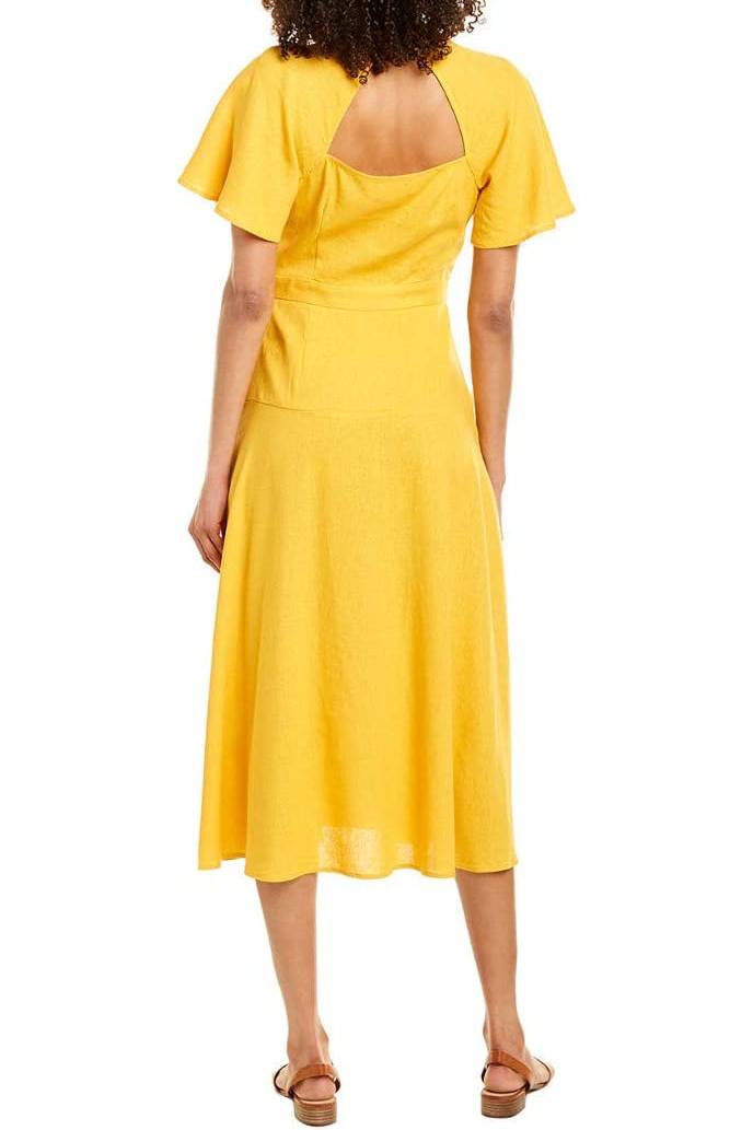 Cocktail Dresses A Line Button Midi Cocktail Dress Mellow Yellow