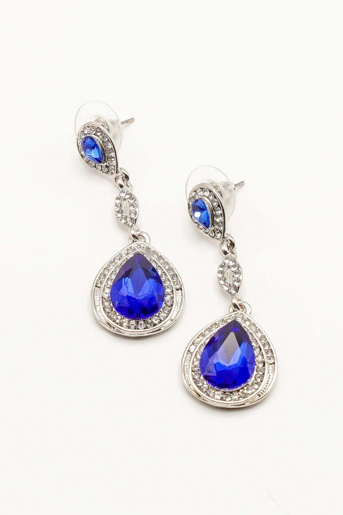 Dangle Clear Diamante Teardrop Rhinestone Earrings - The Dress Outlet