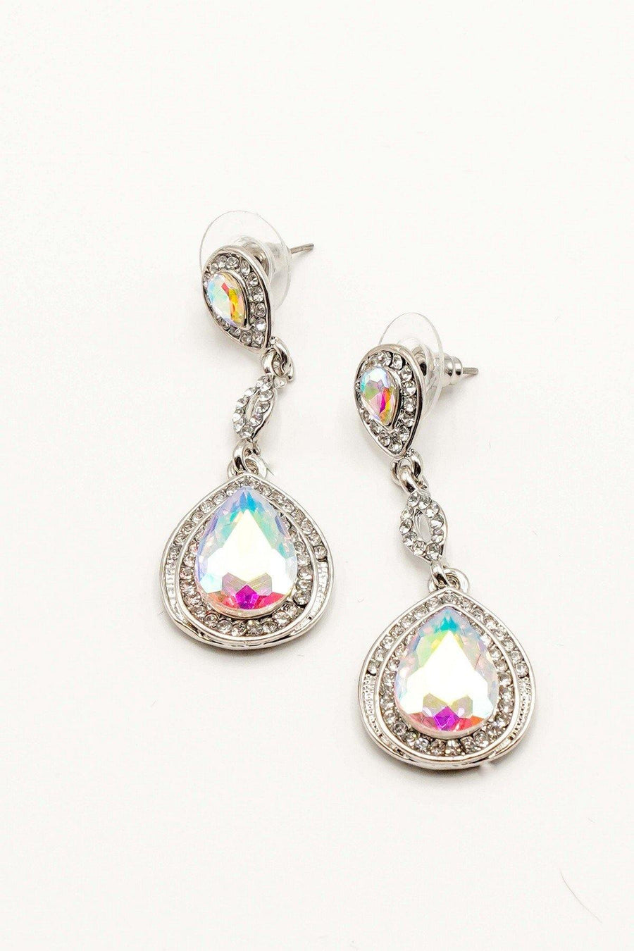 Dangle Clear Diamante Teardrop Rhinestone Earrings - The Dress Outlet