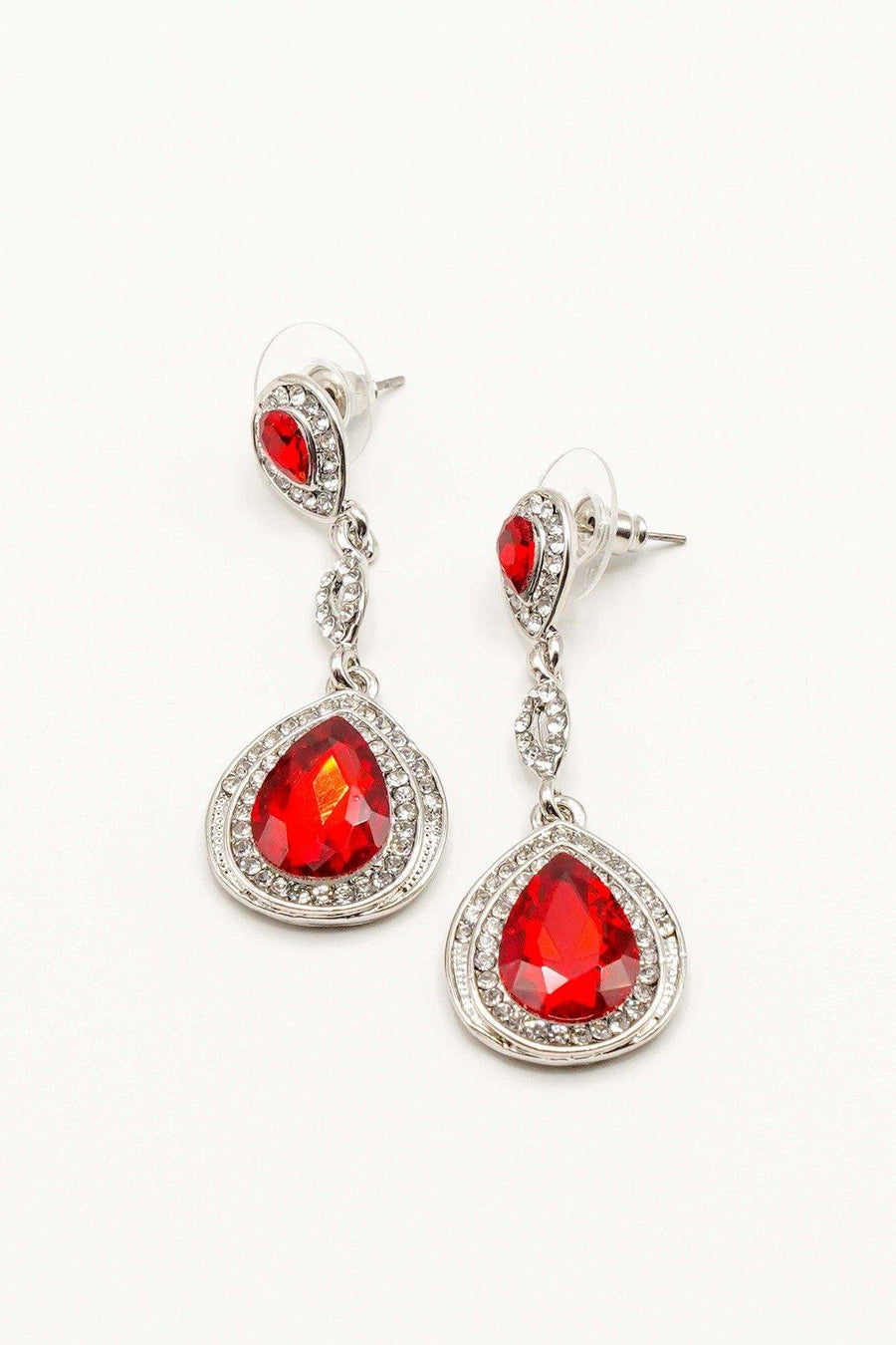 Dangle Clear Diamante Teardrop Rhinestone Earrings - The Dress Outlet