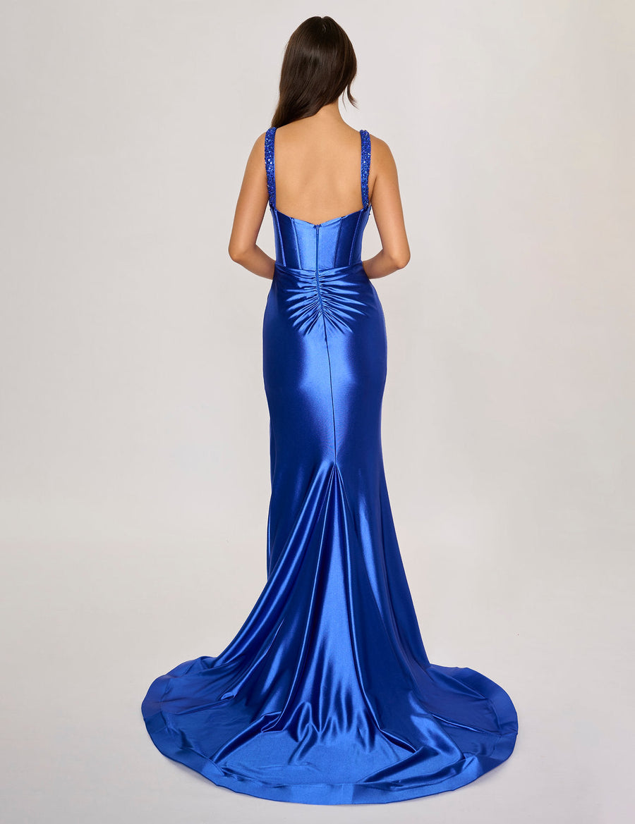 Prom Dresses Fitted Long Mermaid Formal Prom Dress Royal