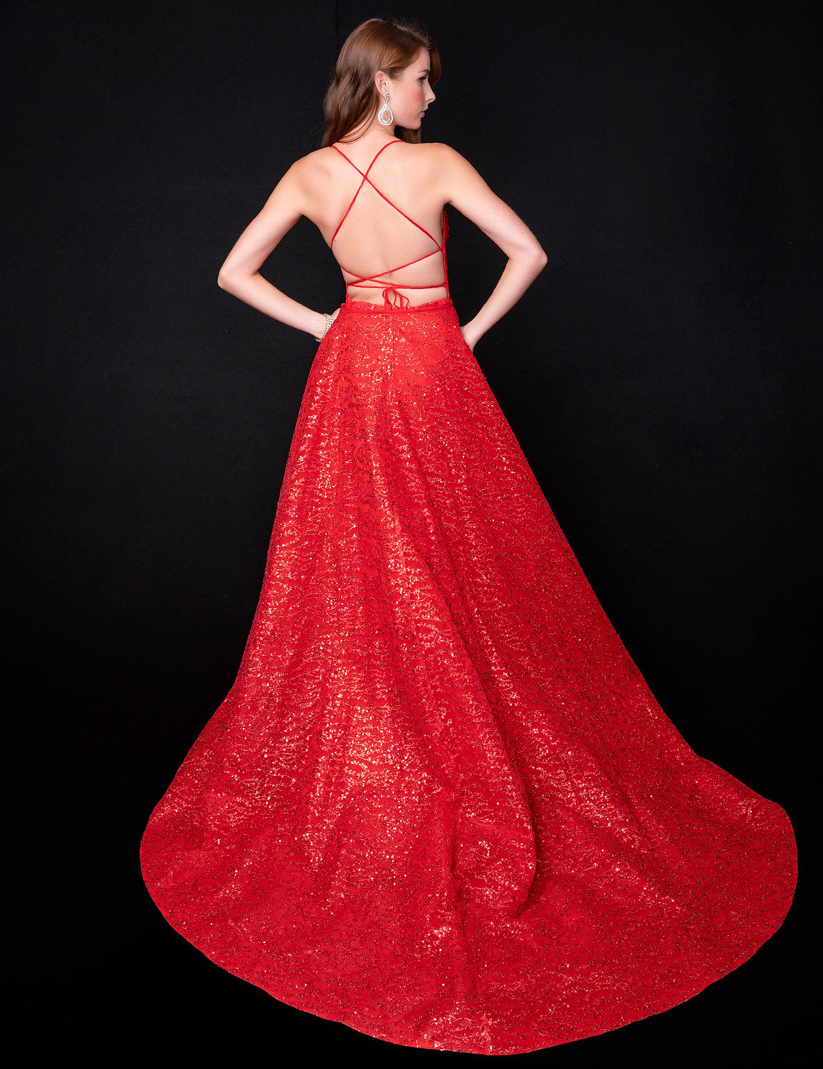 Prom Dresses Overskirt Long Ruffle Formal Prom Dress Red