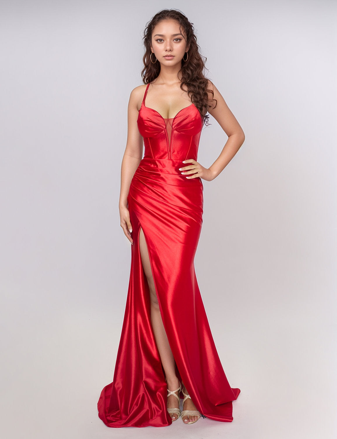Prom Dresses Pleated Long Formal Prom Dress Red