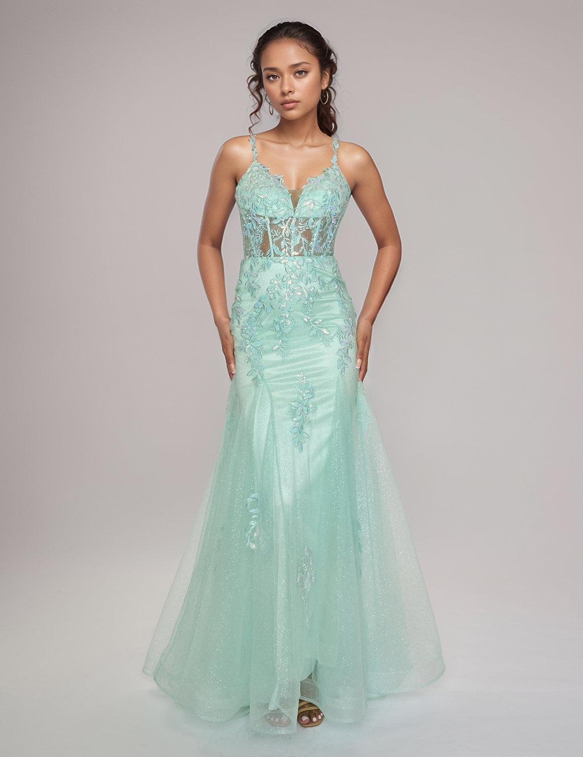 Prom Dresses Long Formal Prom Glitter Dress Mint