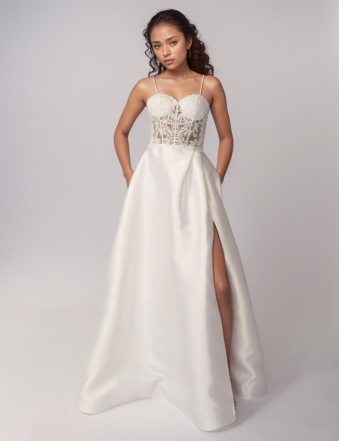 Wedding Dresses Long Bridal Gown Slit Wedding Dress Ivory