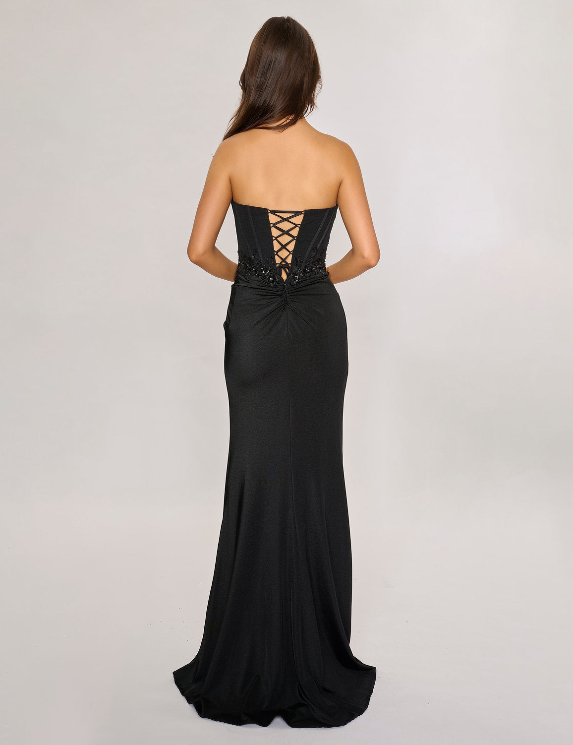 Prom Dresses Fitted Long Formal Prom Pleated Dress Black