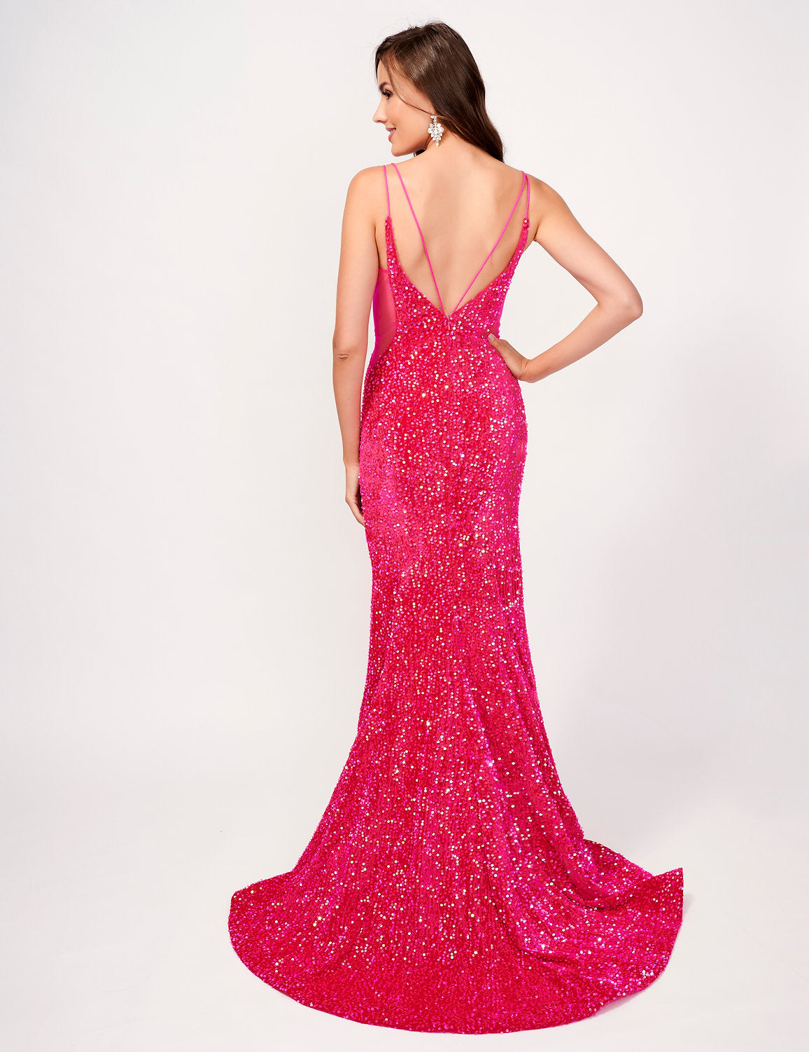 Prom Dresses Prom Long Velvet Sequin Formal Mermaid Dress Fuchsia