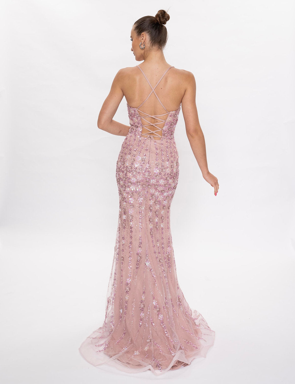 Prom Dresses Fitted Formal Long Prom Evening Dress Mauve