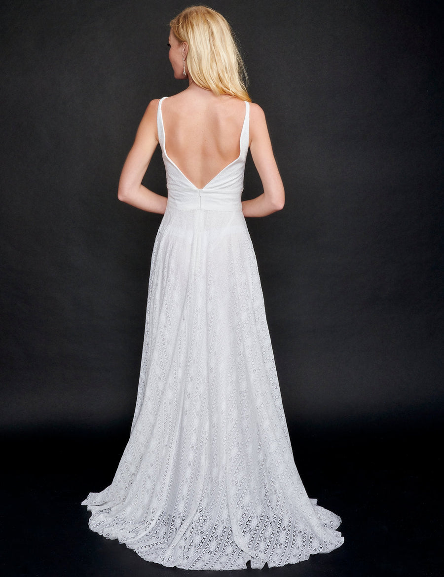 Wedding Dresses Long Wedding Slit Simple Dress Ivory/Ivory