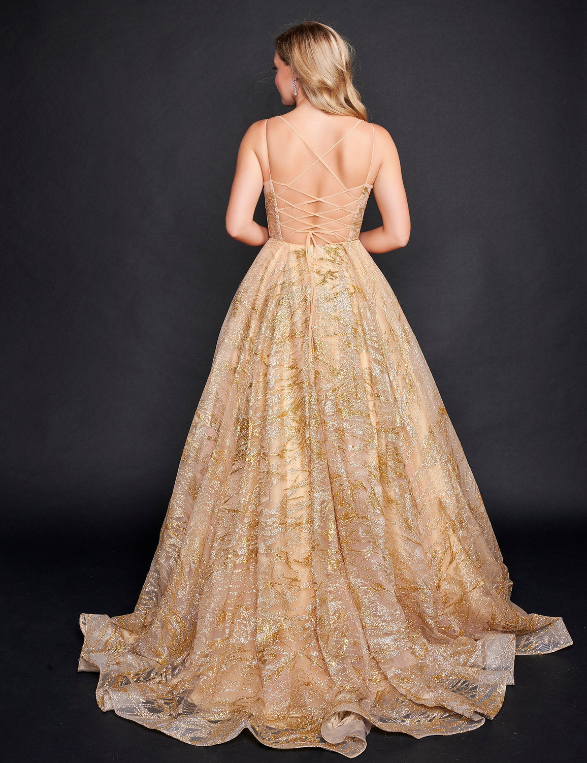 Prom Dresses A Line Long Glitter Print Formal Prom Dress Gold/Gold