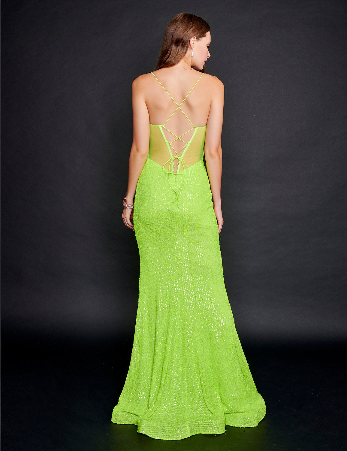 Prom Dresses Long Fitted Prom Formal Sequin Dress Neon Green