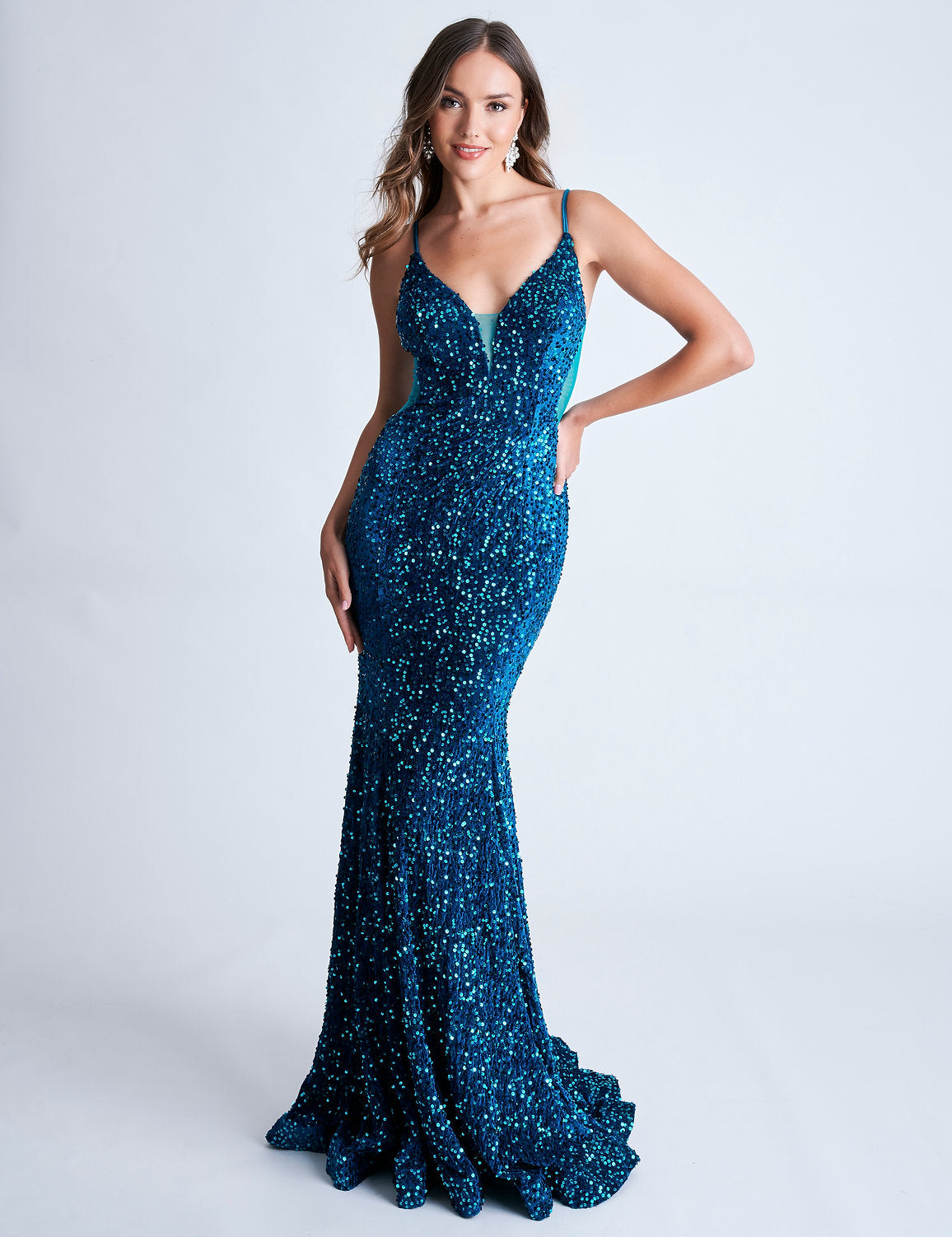 Prom Dresses Prom Long Velvet Sequin Formal Mermaid Dress Emerlad