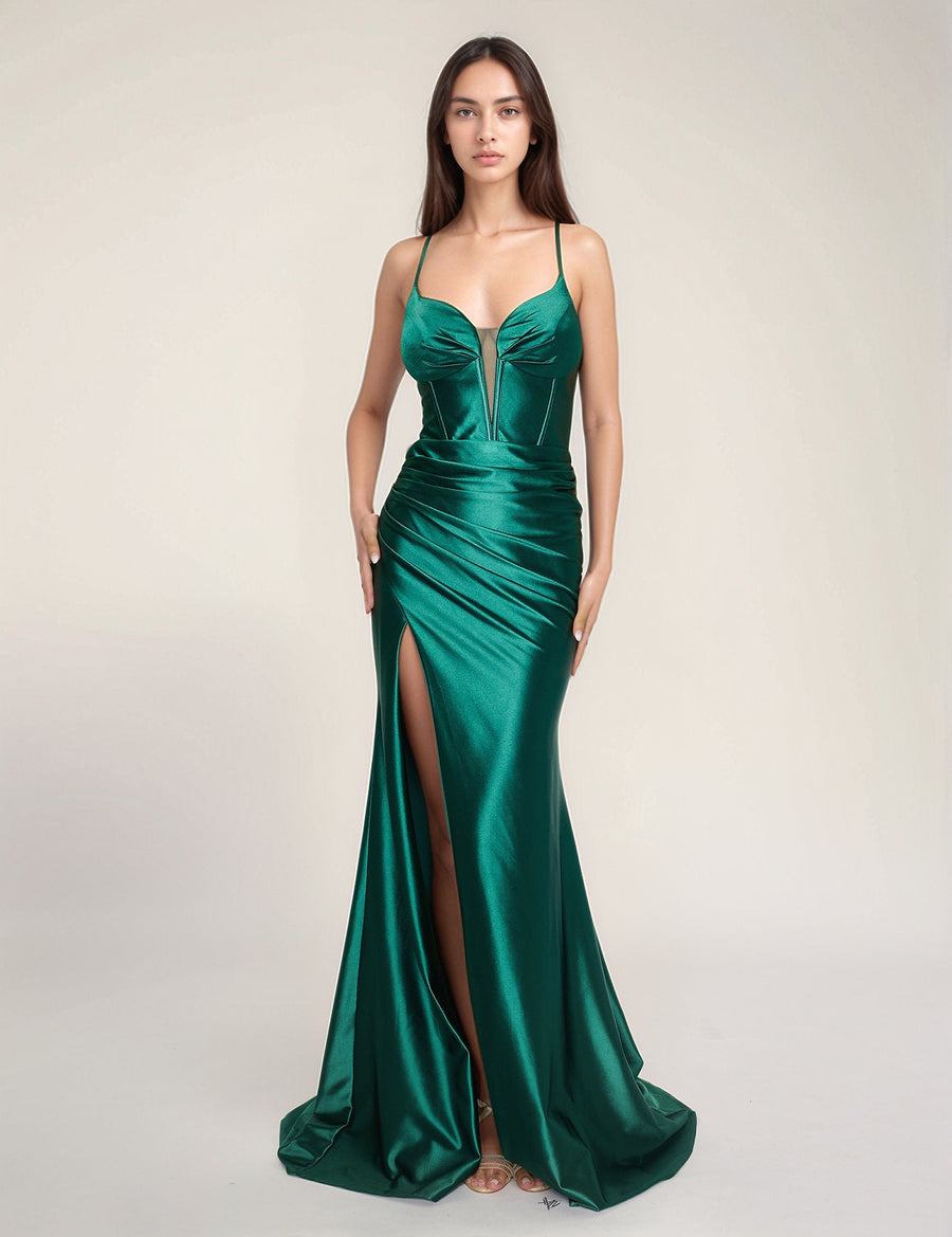 Prom Dresses Pleated Long Formal Prom Dress Green