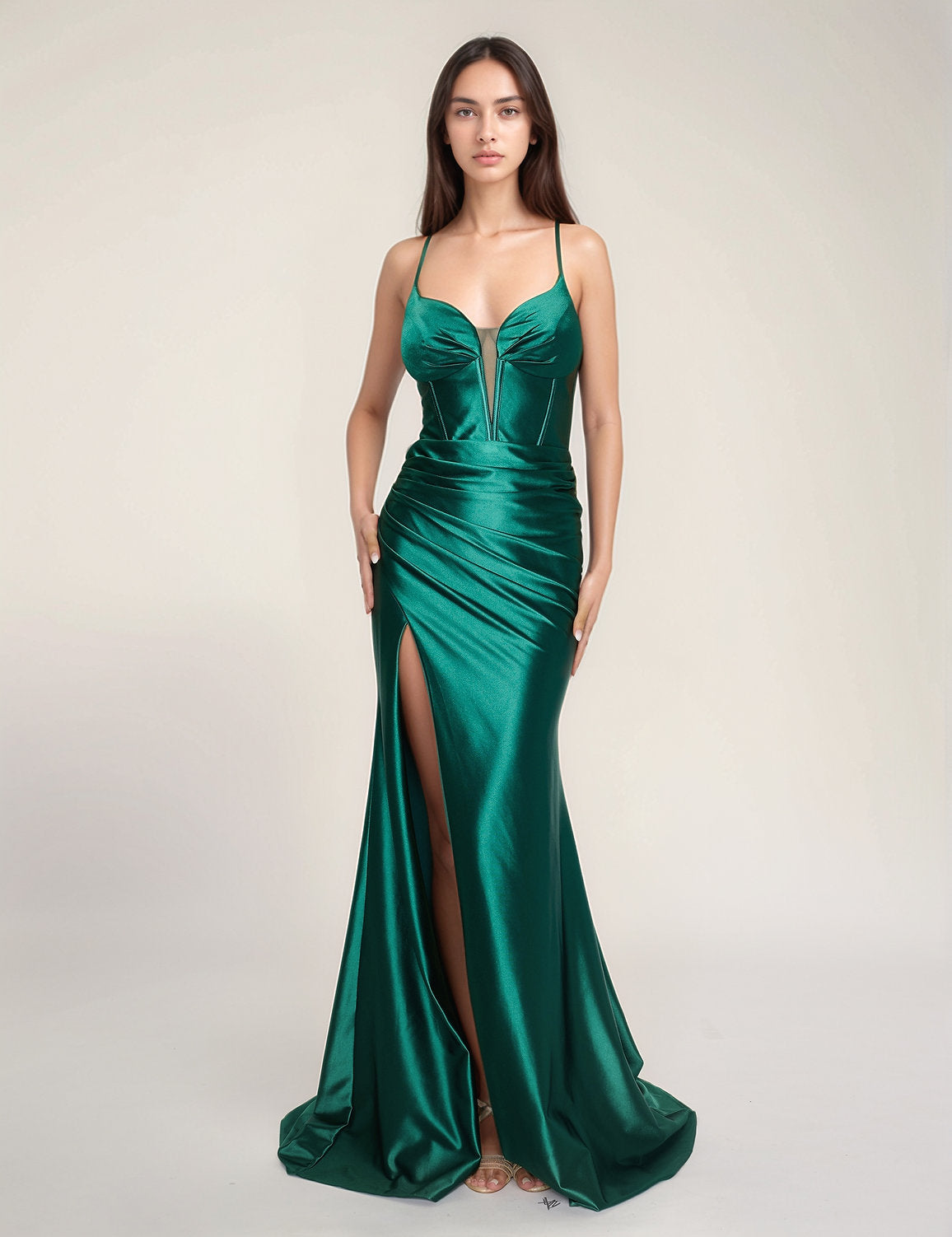 Prom Dresses Pleated Long Formal Prom Dress Green