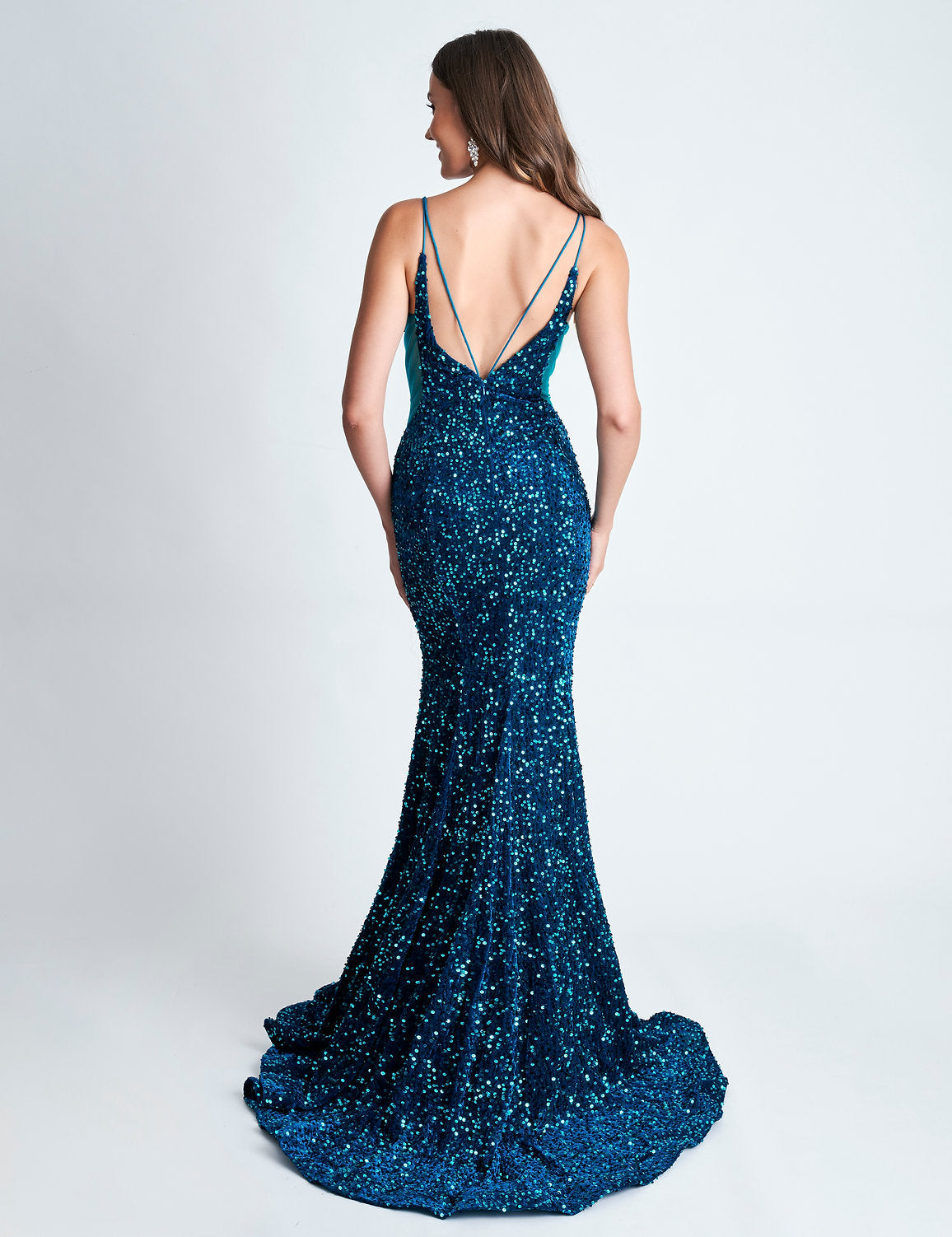 Prom Dresses Prom Long Velvet Sequin Formal Mermaid Dress Emerlad
