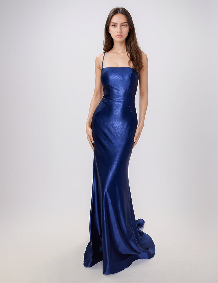 Prom Dresses Formal Long Prom Fitted Evening Dress Navy