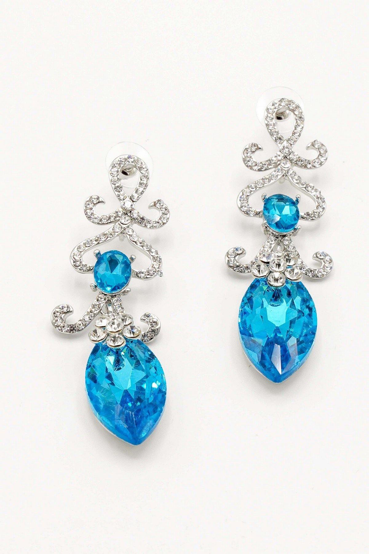 Elegant Floral Drop Clear Diamante Earrings - The Dress Outlet