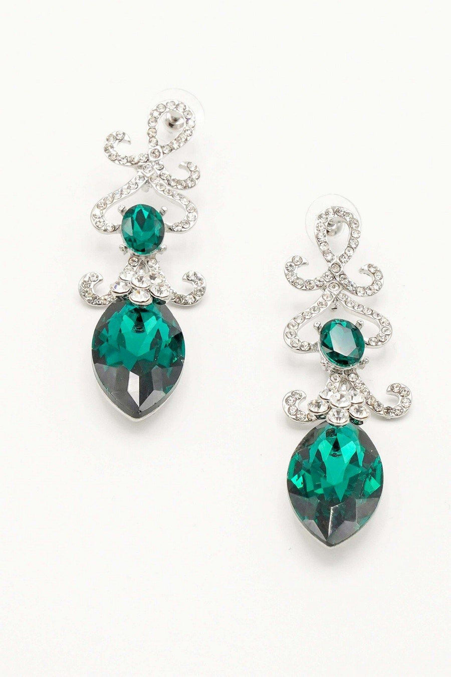 Elegant Floral Drop Clear Diamante Earrings - The Dress Outlet