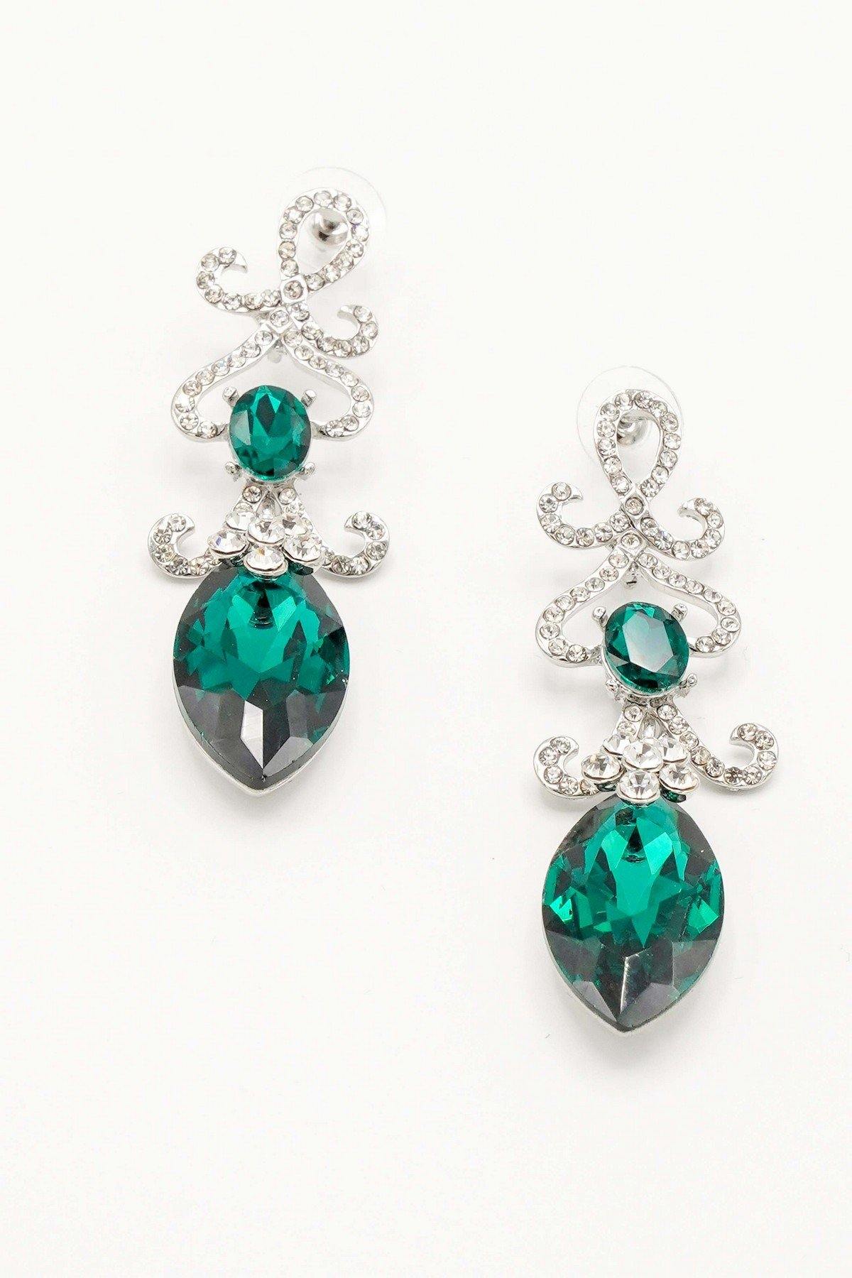 Elegant Floral Drop Clear Diamante Earrings - The Dress Outlet