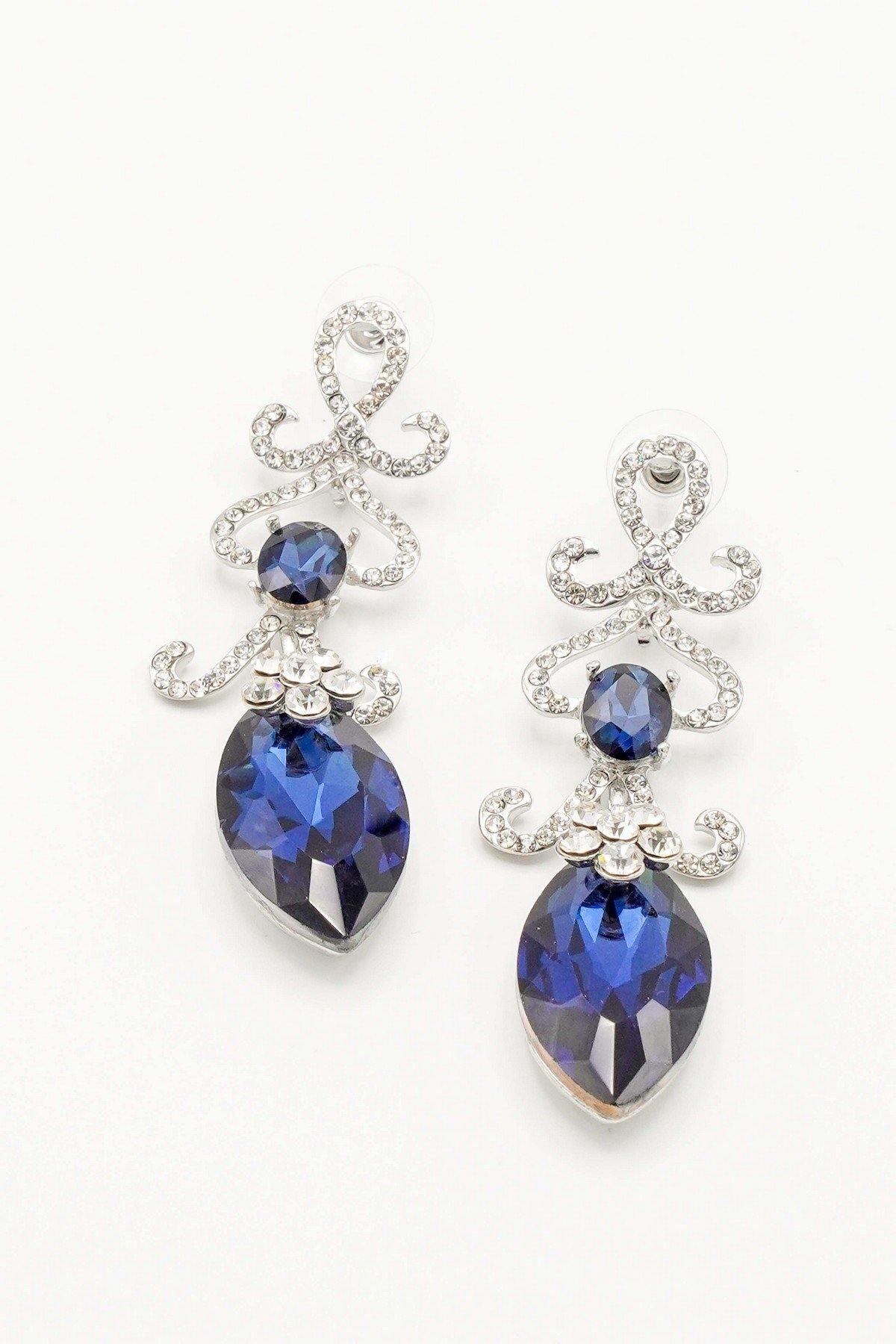 Elegant Floral Drop Clear Diamante Earrings - The Dress Outlet