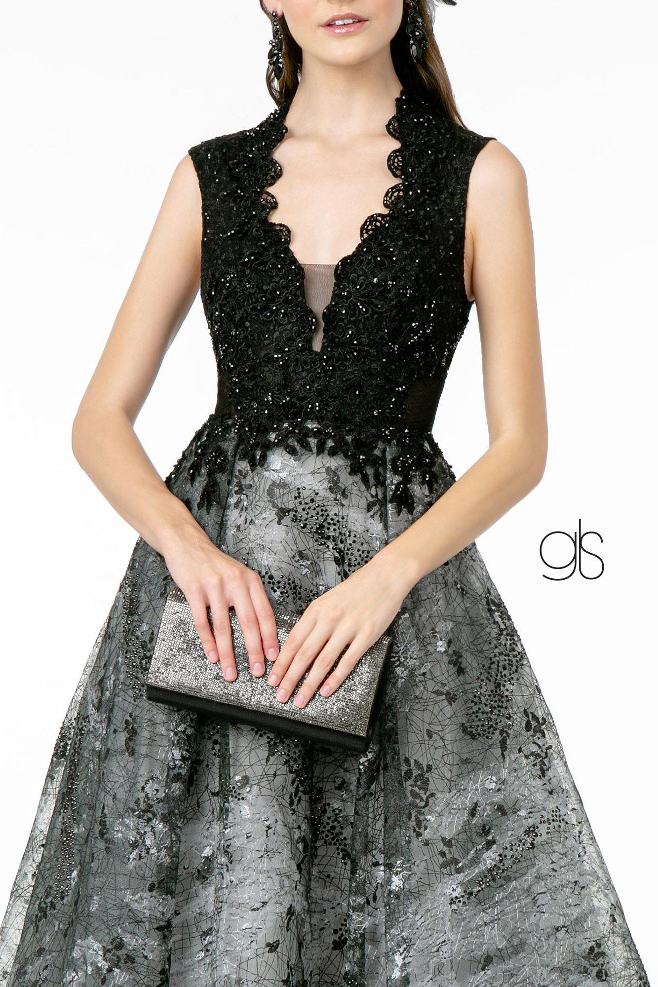 Embroidered Jewel Prom Long Dress - The Dress Outlet Elizabeth K