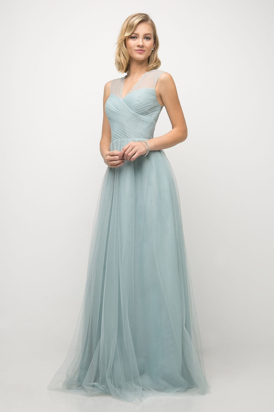 Formal Dresses Pleated Long Formal A Line Dress Robin Blue