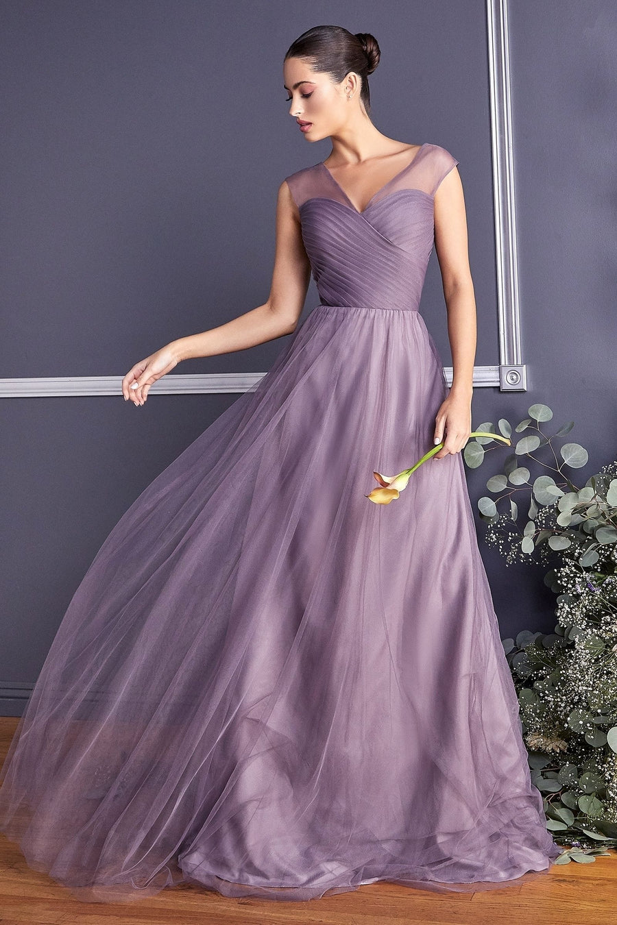 Formal Dresses Pleated Long Formal A Line Dress Orchid