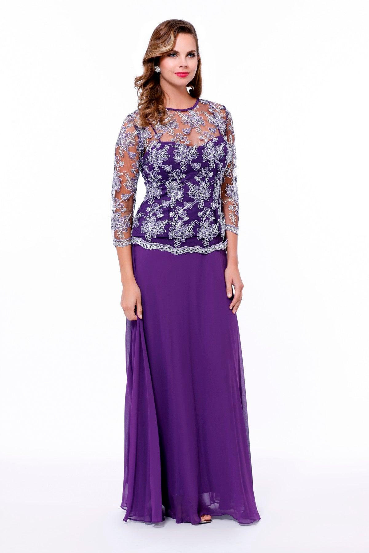 Formal Long Sleeve Mother of the Bride Dress Mocha - The Dress Outlet