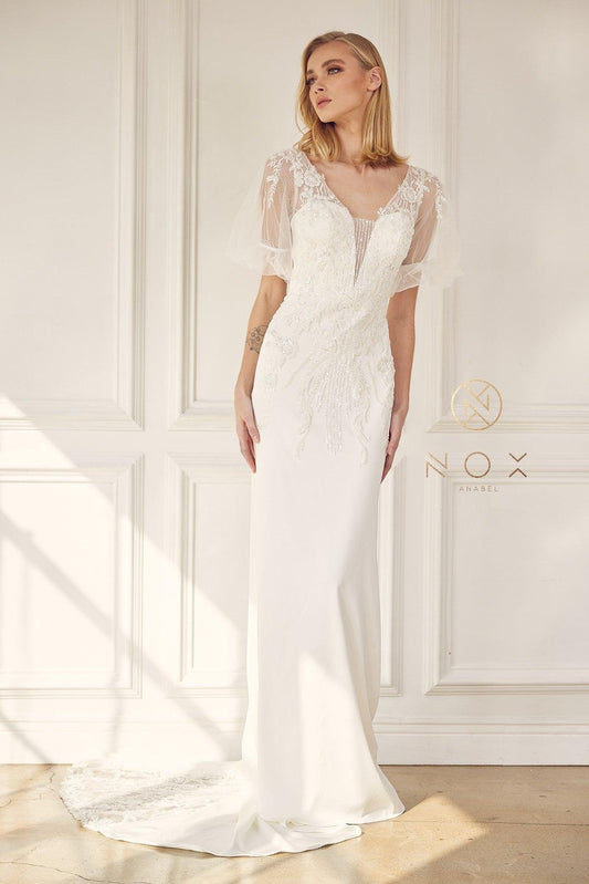 Fitted Long Wedding Gown - The Dress Outlet