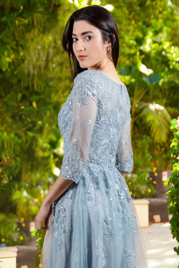 Mother of the Bride Dresses Long Formal Mother of the Bride A Line Evening Dress Smoky Blue