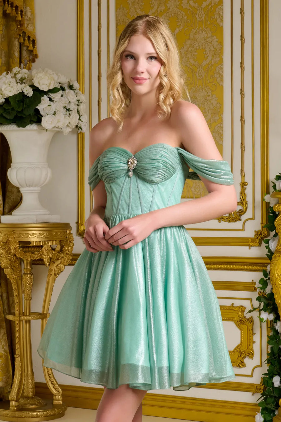 Cocktail Dresses Short Homecoming A Line Cocktail Glitter Dress Sage