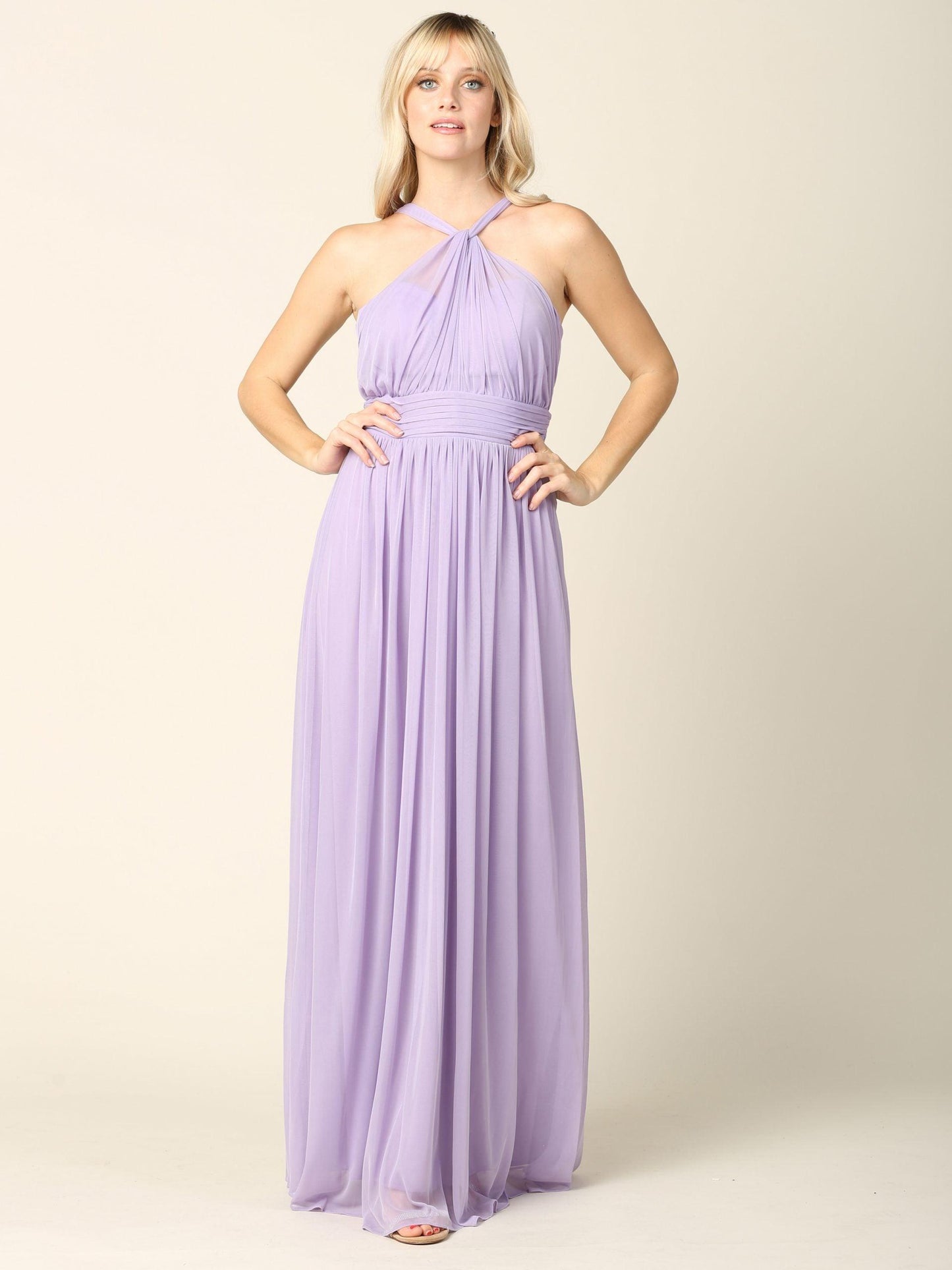 Halter Long Bridesmaid Dress Lilac