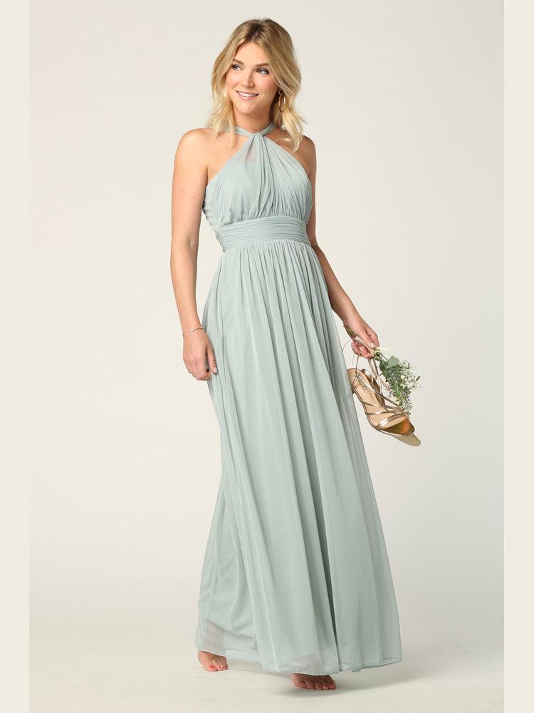 Halter Long Bridesmaid Dress Sage