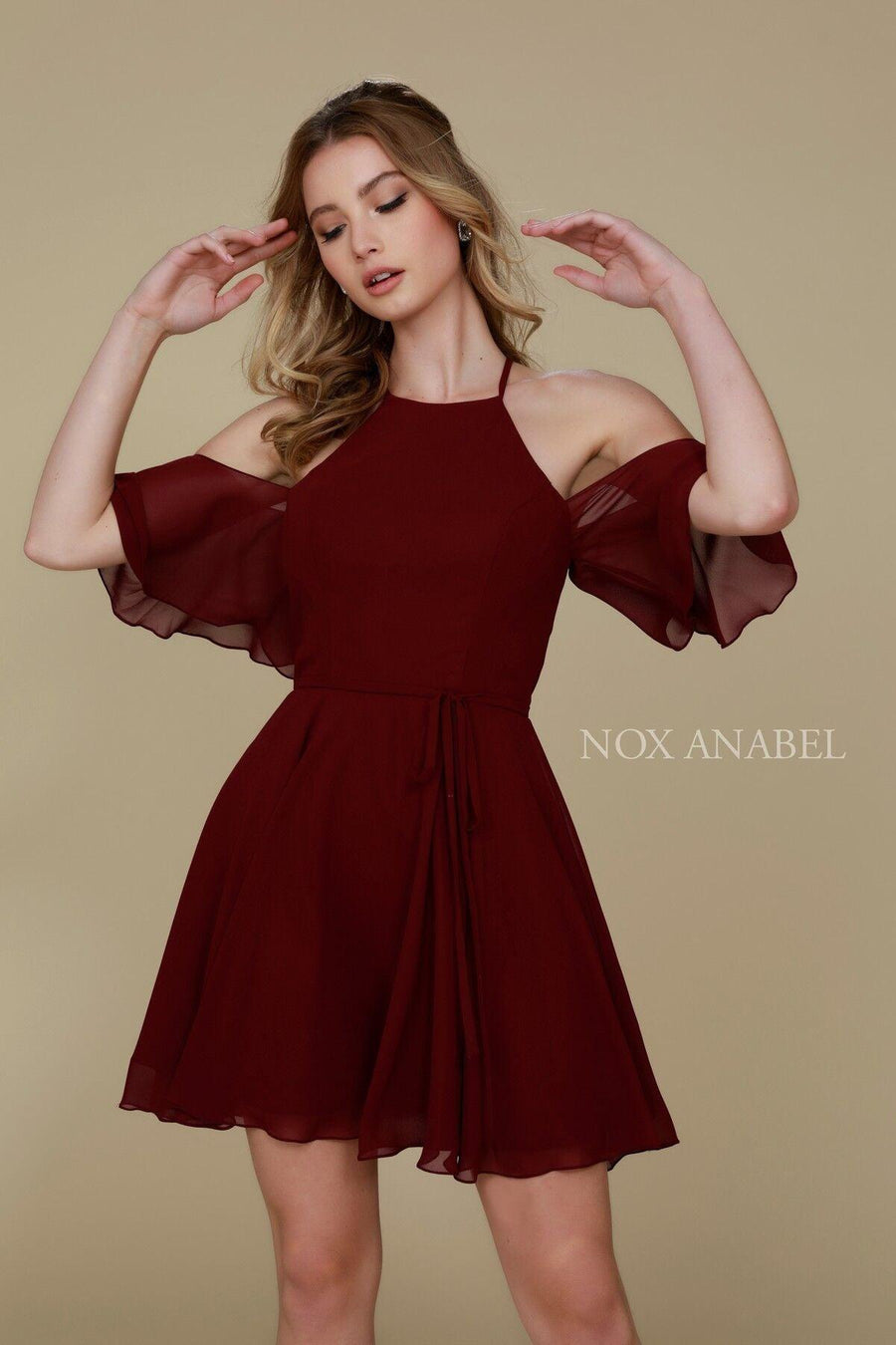Homecoming Short Cocktail Party Chiffon Dress - The Dress Outlet Nox Anabel