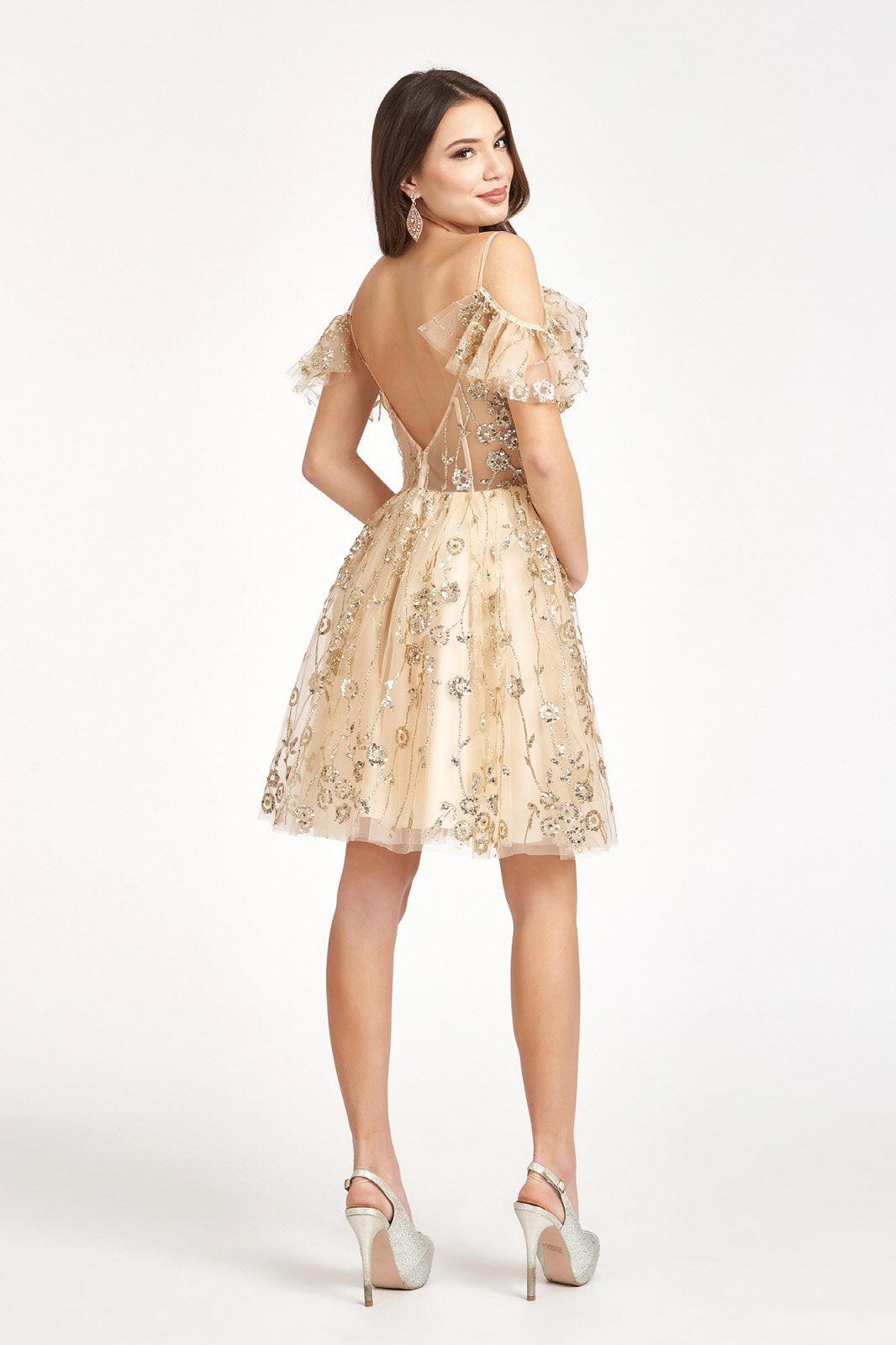 Homecoming Short Off Shoulder Mesh Cocktail Dress Sale - The Dress Outlet