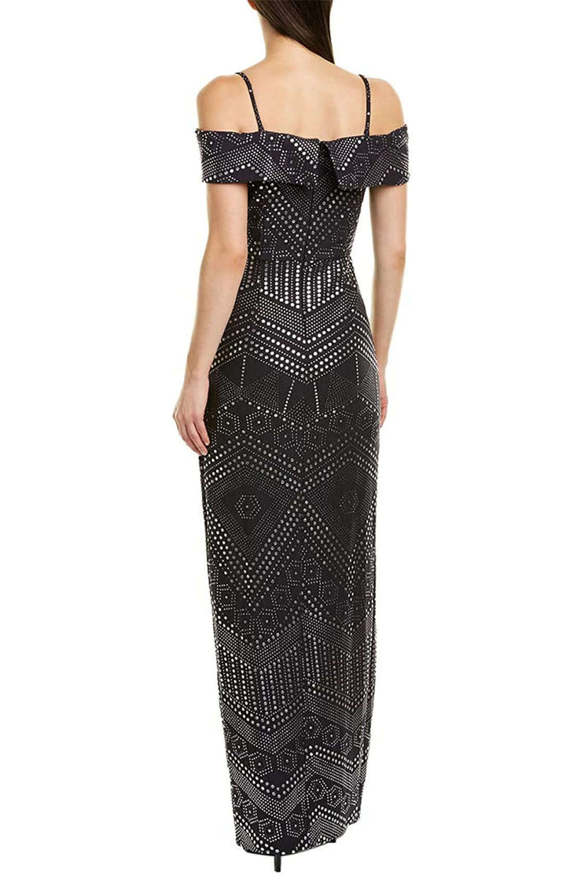 Prom Dresses Long Formal Slit Evening Dress Navy Silver