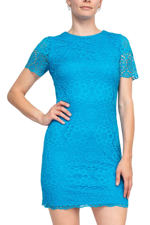Cocktail Dresses Short Fitted Lace Cocktail Dress Turquoise