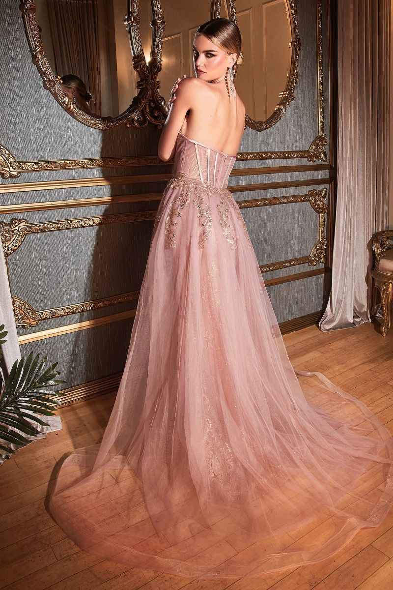 Prom Dresses Long Formal Glitter Overskirt Prom Gown Rose Gold