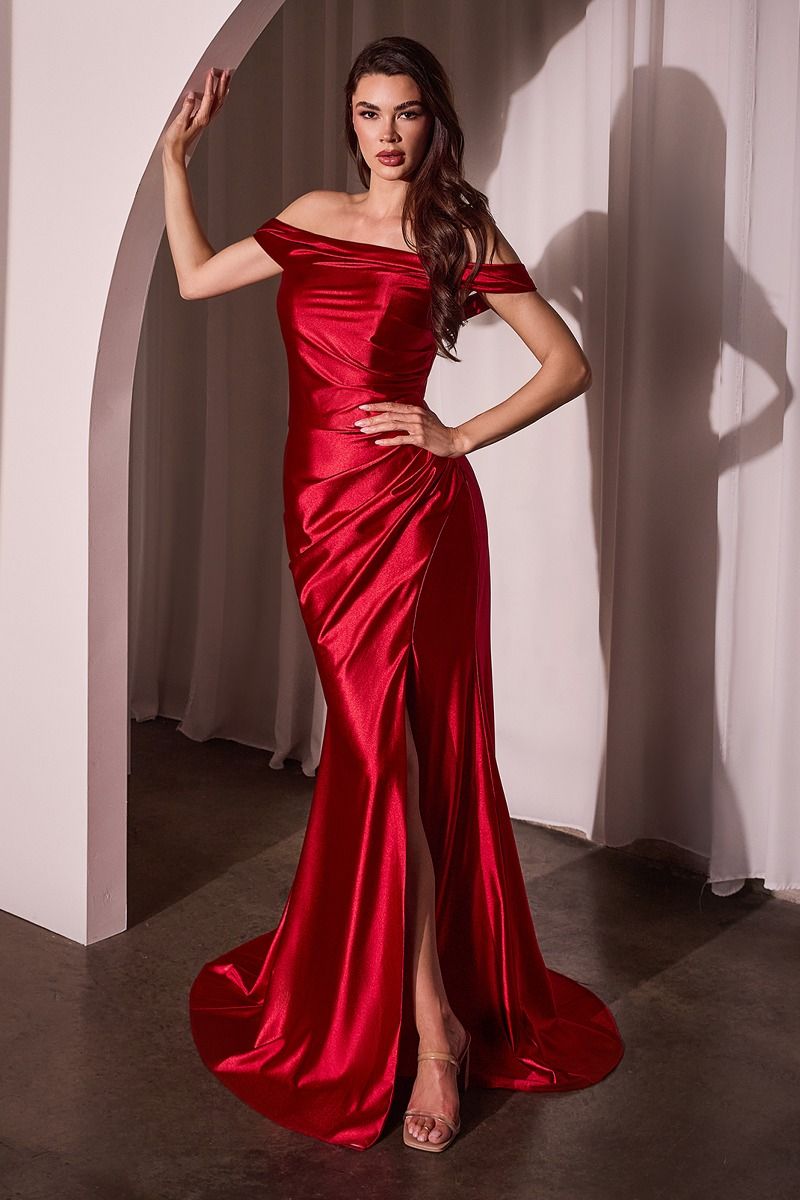 Prom Dresses Fitted Long Formal Slit Mermaid Prom Dress Red