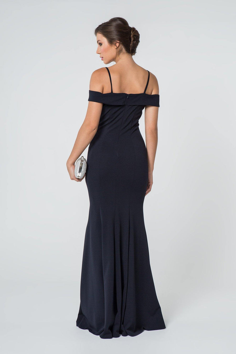 Jersey Sweetheart Mermaid Long Dress with Cut-Away Shoulder - The Dress Outlet Elizabeth K