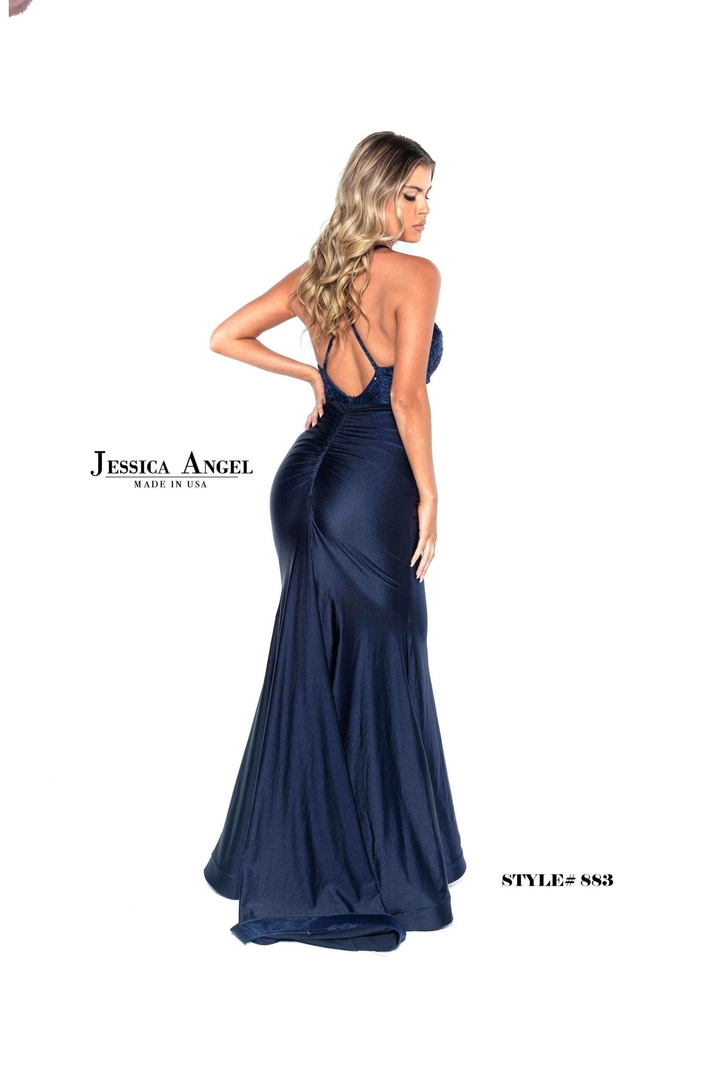 Jessica Angel Long Formal Fitted Lace Dress 883 - The Dress Outlet